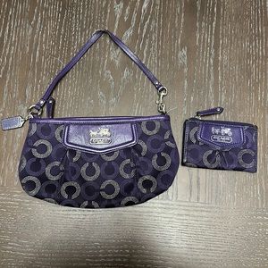 Coach clutch and coin purse purple